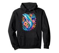 Dauphin coloré Fleur Tropicale Pop Art Ocean Beach Lover Sweat à Capuche