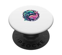 Dauphin coloré - Océan - Animal Marin - Style rétro PopSockets PopGrip Adhésif