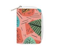 Dauphin dans le récif de corail - Porte-cartes fin et durable en cuir synthétique pour homme et femme, Feuilles de style dessin animé, 16x11.5cm