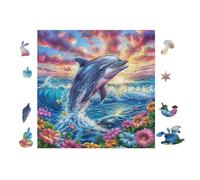 Dauphin dans l'océan 100 Pièces Puzzle Adolescent en Voitureton Rigide Difficulté Moyenne Activité ÉduChative Voyage Déplacement Cadeau Anniversaire Petit Prix 28x28cm