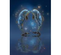 Dauphin Diamond Painting Adulte, Diamond Painting Animal Peinture Diamant 5D DIY Broderie Diamant Point de Croix Cristal Strass Loisirs Créatifs Adultes, Decoration Maison, Cadeau 80x110 CM -yym2507W3