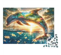 Dauphin Fantasy Forest Puzzle 1000 Pièces Adulte Classique Qualité Supérieure Jeu Éducatif Défi Cadeau Original Papier Jeu De Famille Intéressant 38x26cm/1000pcs