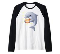 Dauphin Kawaii Munching Happily Funny Cétacés Poisson Manche Raglan