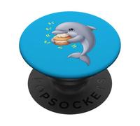 Dauphin Kawaii Munching Happily Funny Cétacés Poisson PopSockets PopGrip Adhésif