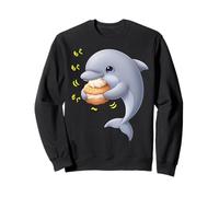 Dauphin Kawaii Munching Happily Funny Cétacés Poisson Sweatshirt
