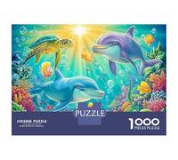 Dauphin Love 1000 Pièces Puzzle ColoréDauphins Ocean pour Adultes Jeu D'Intelligence Premium avec Défis Décorationde La Maison 70x50cm/1000pcs