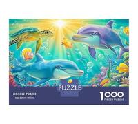 Dauphin Love Puzzle 1000 Pièces Adultes Et Enfants Dès 14 Ans Dauphins in Coral Reef Puzzle De Bricolage Coloré Jeu Éducatif Challenge Toy Jeu Relaxant 70x50cm/1000pcs