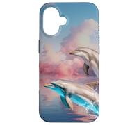 Dauphin ludique Coucher de Soleil Scène océan Animal Coque pour iPhone 16