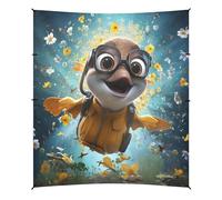 Dauphin Mignon Art Crayon Tente de Plage Abri Solaire pour Camping,Installation Facile,Portable avec Sacs de Sable pour Pêche Pique-Nique Plein Air