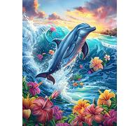 Dauphin nageant dans les vagues de l'océan 500 Pièces Puzzle Créatif En Carton Haute Qualité Faune sauvage et animaux de compagnie Difficulté Moyenne Activité Manuelle Loisir Créatif Cadeau Créatif Sa
