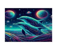 Dauphin Océan Planète 1000pcs Mini Puzzle pour Famille Difficile | 38x26cm Carton Décor Salon Structure Durable Cadeau Anniversaire Soulagement Anxiété