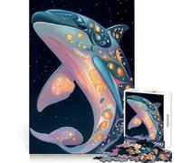 Dauphin orné dans l'espace Puzzle de 1000 pièces pour Adultes pour stimuler la mémoire et se détendre mentalement Découpe de qualité supérieure Surprise chaleureuse (38x26cm)