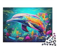 Dauphin Papier Dauphin coloré dans Un récif de Corail Vibrant Puzzle Cadeau d’Anniversaire Entraînement cérébral 52x38cm/1000 pièces