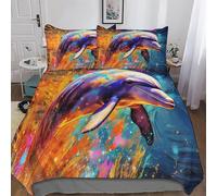 Dauphin Parure De Lit - Microfibre 3 Pièces Housse De Couette Douce - Linge De Lits avec Taies d'oreiller pour EnfFourmis Adultes King(220x240cm)