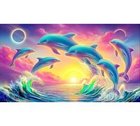 Dauphin Puzzle 1000 pièces Educa Jouet en Bois Cadeau Unique De l'art Décoration Jeu éducatif Challenge Toy pour Adultes et Enfants à partir de 14 Ans dauphin38x52cm/1000pcs