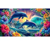 Dauphin Puzzle 1000 pièces Educa Jouet en Bois Divertissement créatif De l'art Décoration Jeu éducatif Challenge Toy pour Adultes et Enfants à partir de 12 Ans dauphin38x52cm/1000pcs
