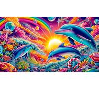 Dauphin Puzzle 1000 pièces Educa Jouet en Bois Divertissement créatif Décoration Intérieure Jeu éducatif Challenge Toy pour Adultes et Enfants à partir de 12 Ans dauphin75x50cm/1000pcs