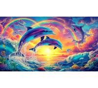 Dauphin Puzzle 1000 pièces Educa Jouet en Bois Jeu D'Intelligence Décoration Intérieure Jeu éducatif Challenge Toy pour Adultes et Enfants à partir de 14 Ans dauphin75x50cm/1000pcs