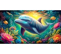 Dauphin Puzzle 1000 pièces Educa Jouet en Bois Jeu D'Intelligence Décoration Intérieure Jeu éducatif Challenge Toy pour Adultes et Enfants à partir de 14 Ans dauphin75x50cm/1000pcs