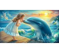 Dauphin Puzzle 1000 pièces Educa Jouet en Bois Jeu D'Intelligence Décoration Intérieure Jeu éducatif Challenge Toy pour Adultes & Enfants des 14 Ans dauphin75x50cm/1000pcs