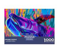Dauphin Puzzle 1000 Pièces Marine Animals - Challenge Zen, Carte Géographique À Assembler, Poster Inclus, Cadeau Éducatif, 38x26cm/1000pcs