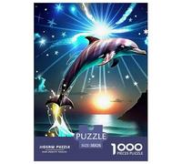 Dauphin Puzzle 1000 Pièces Marine Animals - Challenge Zen, Carte Géographique À Assembler, Poster Inclus, Cadeau Éducatif, 38x26cm/1000pcs