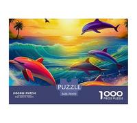 Dauphin Puzzle pour Adultes Classiques Animaux Marins Jeu Éducatif Défi Jouets De Décoration Familiale Jeu Cadeau Unique 70x50cm/1000pcs