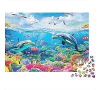 Dauphin Récif de Corail Puzzle 1000 Pièces Papier pour Adultes Décor sous Marin Jeu de Puzzle 1000 Pièces Détente 38x26cm/1000pcs