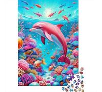 Dauphin Rose sous mer Puzzle 1000 Pièces pour Adultes Animaux Puzzles 1000 Pièces Jeu Éducatif Décor À La Maison 52x38cm/1000pcs