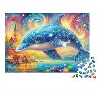 Dauphin Scintillant sur Un Village Puzzle De 1000 Pièces Thème Dolphin Parfait pour Les Soirées De Puzzle en Famille, Adultes Et Enfants 70x50cm/1000pcs