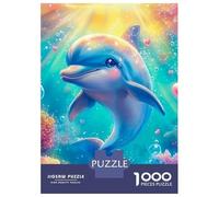 Dauphin Set De 1000 Pièces Papier Recyclé Dolphin in Colorful Coral Reef with Sunlight Puzzle Adulte Facile À Ranger Loisirs À La Maison Casse-tête Engageant Activité Lien Familial 38x26cm/1000