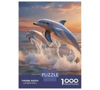 Dauphin Set De 1000 Pièces Papier Recyclé White Dolphin in Cloud Sea Puzzle Adulte Amateurs Puzzle Adultes Heures Divertissement Casse-tête Engageant Loisirs Maison 38x26cm/1000pcs