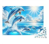 Dauphins 1000 Pièces Fantastique Puzzle en Carton Épais Ultra Difficile pour Couples Relaxation Mentale Pause Bureau Excellente Idée De Cadeau 52x38cm/1000pcs