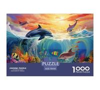 Dauphins 1000 Pieces Jigsaw Puzzles for Adults Family Challenge Toys Stress Relieving Entertainment Exercise The Memory of The Brain for Adults and Kids, Age 12 Years Up 70x50cm/1000pcs