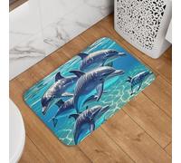 Dauphins Art Paillasson de bienvenue antidérapant, absorbant, doux, lavable, tapis moderne pour décoration élégante de cuisine, chambre à coucher, salle de bain, 40,6 x 61 cm
