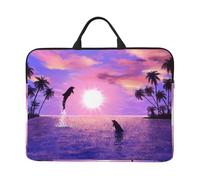 Dauphins au Coucher du Soleil,Housse pour Ordinateur Portable 14 Pouces, Sacoche pour Ordinateur Portable, Mallette avec poignée