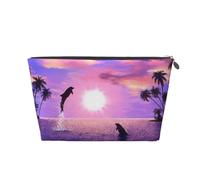 Dauphins au Coucher du Soleil, Trousse de Toilette Trousse de Maquillage Sac à cosmétiques Trousse de Toilette de Voyage Portable