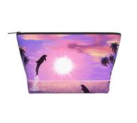Dauphins au Coucher du Soleil, Trousse de Toilette Trousse de Maquillage Sac à cosmétiques Trousse de Toilette de Voyage Portable