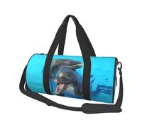 Dauphins au Visage Souriant imprimé, Sac de Voyage de Grande capacité, Sac à Main Rond, Sac de Voyage de Sport, fourre-Tout, Sac de Fitness