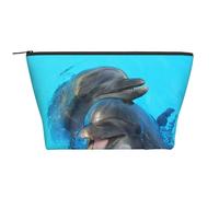 Dauphins au Visage Souriant imprimé, Trousse de Toilette Trousse de Maquillage Sac à cosmétiques Trousse de Toilette de Voyage Portable