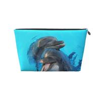 Dauphins au Visage Souriant imprimé, Trousse de Toilette Trousse de Maquillage Sac à cosmétiques Trousse de Toilette de Voyage Portable