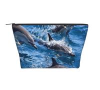 Dauphins dans la mer, Trousse de Toilette Trousse de Maquillage Sac à cosmétiques Trousse de Toilette de Voyage Portable