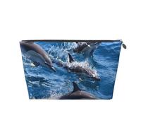 Dauphins dans la mer, Trousse de Toilette Trousse de Maquillage Sac à cosmétiques Trousse de Toilette de Voyage Portable