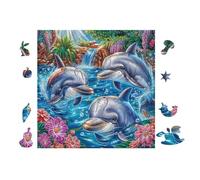 Dauphins dans Les Vagues de l'océans 100 Pieces Casse-tête Adulte en Carton Rigide Très Difficile Niveau Expert Thérapie Occupationnelle Anti-Stress Cadeau Fête des Pères 28x28cm