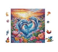 Dauphins dans l'océan 100 Pièces Puzzle Amateur d'art en Carton Anti-Déchirure Difficile Niveau Expert Décoration Murale Salon Idée Cadeau Saint Valentin 28x28cm