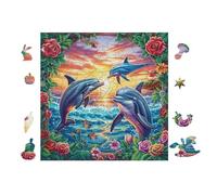 Dauphins dans l'océan 100 Pièces Puzzle Expert Confirmé en Carton Épais sans Déformation Très Difficile Motif Complexe Cadeau Fête des Pères Premium 28x28cm