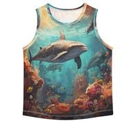 Dauphins d'art Aquarelle DéBardeurs sans Manches pour Garçons Adolescents,Idéaux pour Sport Activités Physiques