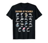 Dauphins du Monde Carte des espèces éducatives sur la Vie Marine T-Shirt