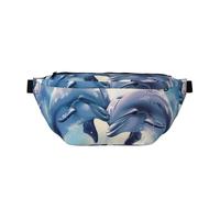 Dauphins in Love 1 Sac banane imprimé réglable léger pour la marche, le cyclisme, la randonnée, les voyages, Noir , Taille unique, Sac à dos décontracté