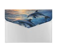 Dauphins in The Sea Organiseur de documents en accordéon à 6 poches avec étiquettes, dossiers de documents de voyage enveloppes en plastique avec fermeture à pression 33 x 23 cm